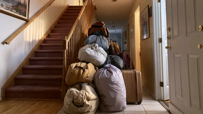 Exhausted after a twelve hour shift to find suitcases in my hallway